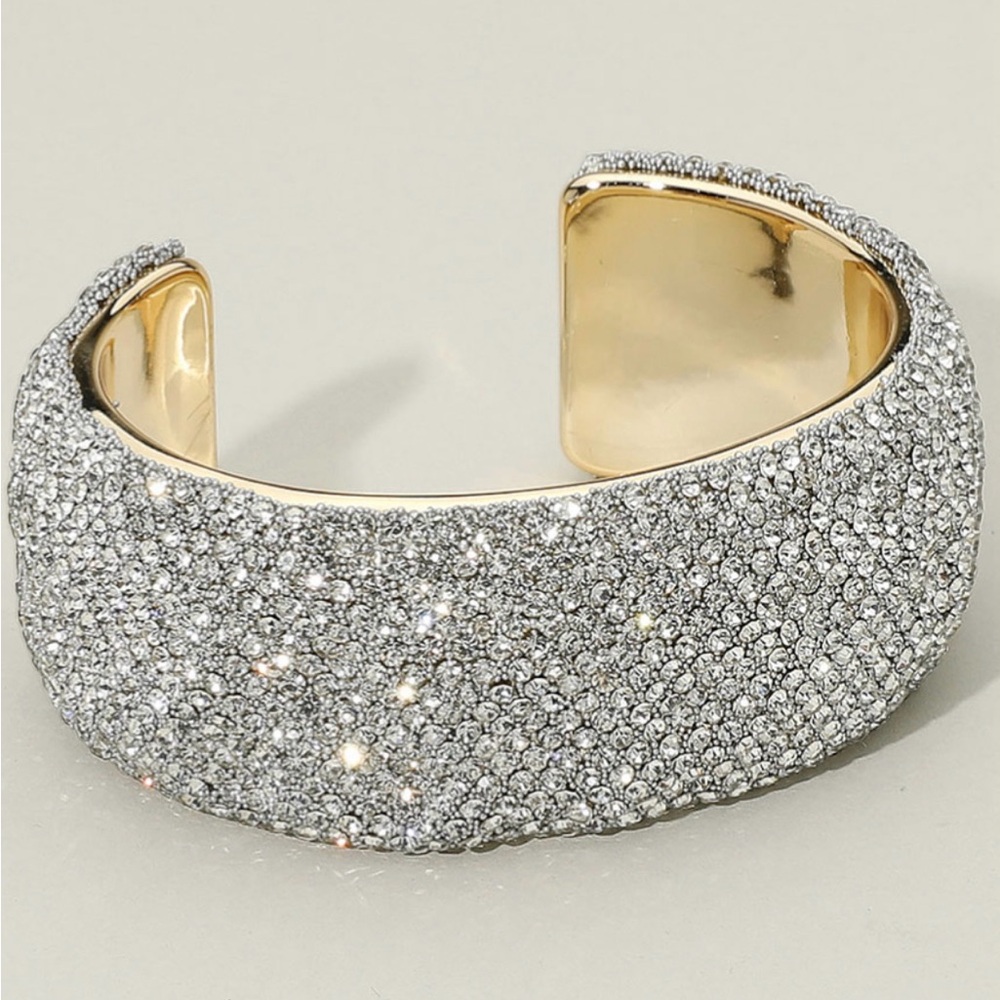 Sparkling Silver and Gold Cuff Bracelet - Picture 2 of 2